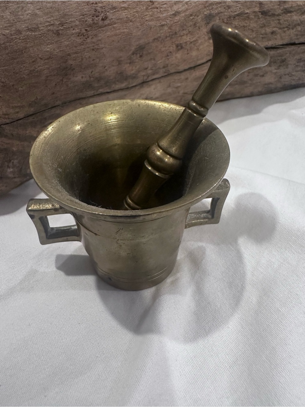 Brass Mortar and Pestle with Handles - Antique